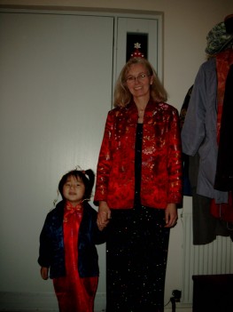 Lene and Yanmei - dressed up for New Years Eve