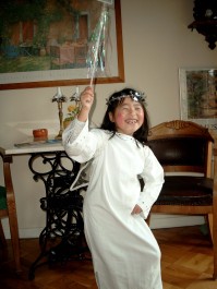 Yanmei dressed up as an Angel for Carnival - February 2004