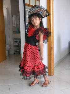 Yanmei dressed up and dancing flamenco