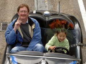 Yanmei and hair-do driving at Disney - October 2006