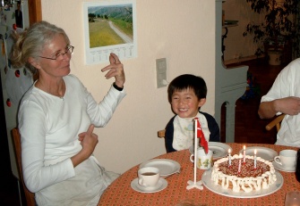 Singing a birthday song - November 2003