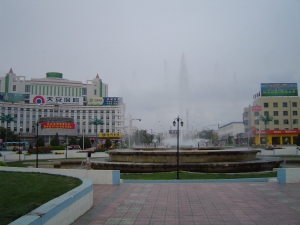 A central garden with fountain, Jinchang City