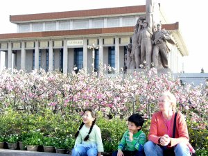 Resting in front of Mao's mausoleum