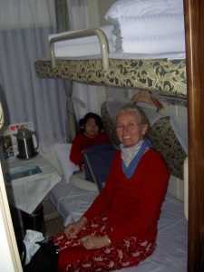 Our Soft Sleeper Compartment - with four bunks and TV's 