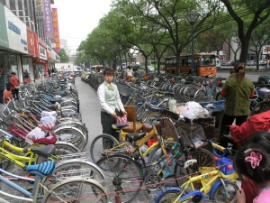 Bicycle parking on the main street