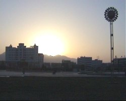 Sunset over the mountains west for Jinchang