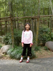 Yanmei infront of the bamboo forest
