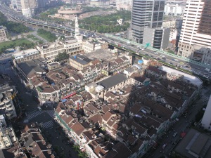 View from our hotel over the resedential area and People's Park