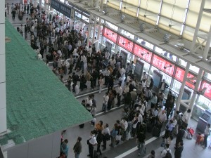 Queue's at the railway station