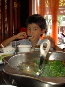 Daji enjoying Hot Pot