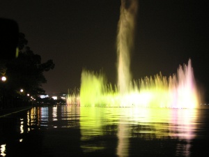 The music-light-fountain show on the West Lake