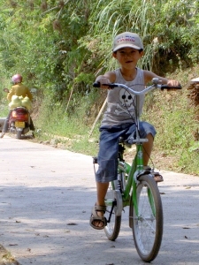 Daji practicing on his bike