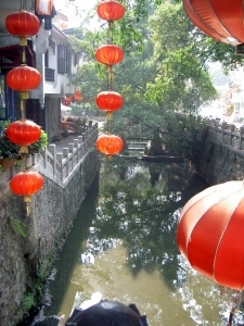 Decorated canal through Yangshou