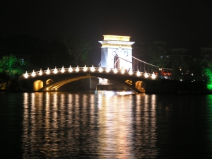 Highlighted bridge in the park in the centre of Guilin