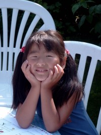 Yanmei in the garden, August 2004