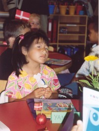 Yanmei's first day at school, August 2004