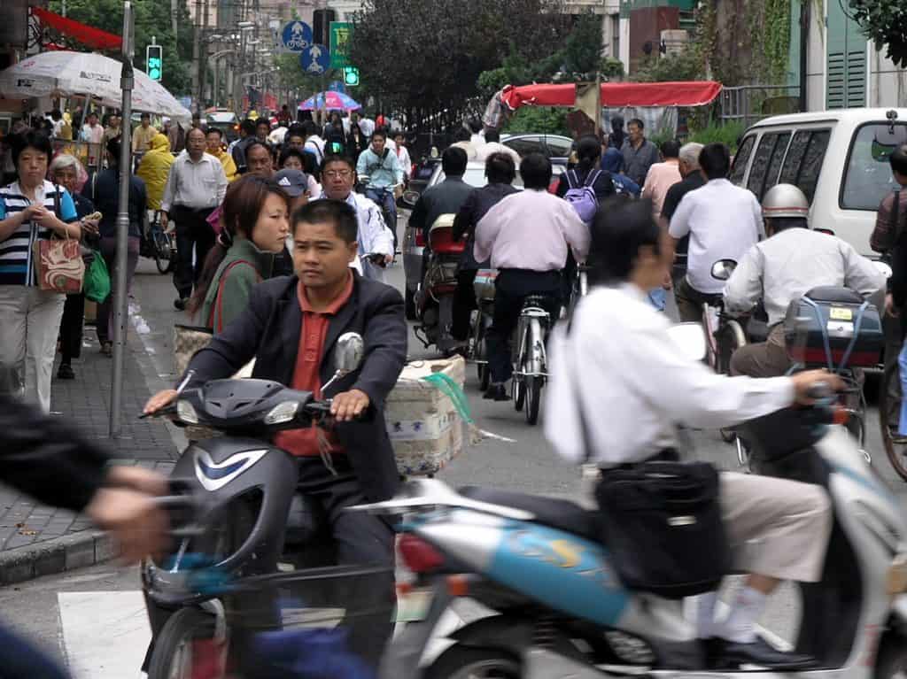 Early morning rush hour in Shanghai